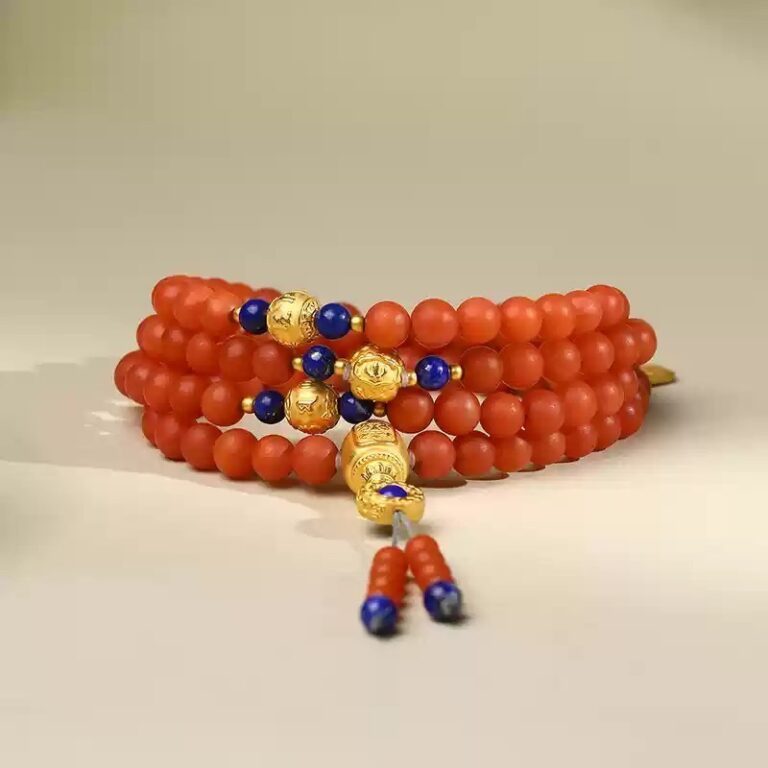 Baoshan southern red string Buddha beads 108 foot gold multi circle multi treasure bracelet rosary women's bead strings-4