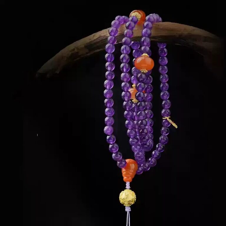 Amethyst bracelet 108 Buddha Beads Strings Female Nanhong Transfer Beads Rosary Finger Twist Literature Play-3