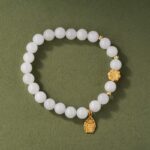 White Jade Bracelet Premium Sense Single Loop White Jade Beads Beaded Bracelet Female Simple Hand Jewellery Gift-4