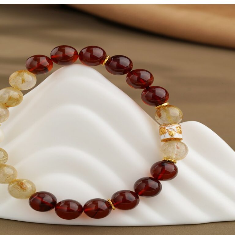 Amber string hair crystal pearl simple niche new Chinese ethnic style single circle women's crystal bracelet-2