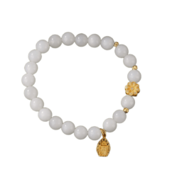 White Jade Bracelet Premium Sense Single Loop White Jade Beads Beaded Bracelet Female Simple Hand Jewellery Gift