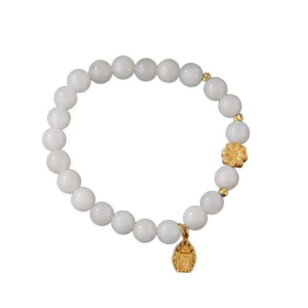 White Jade Bracelet Premium Sense Single Loop White Jade Beads Beaded Bracelet Female Simple Hand Jewellery Gift