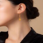 Ruyi Lock Earrings 999 Gold Pendant Solid Gold Birthday Gift for Girlfriend Earrings Gift-4