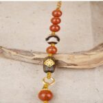 Nine-eyed dzi Nanhong pendant necklace Tibetan lanyard agate necklace men's and women's models pendant-5