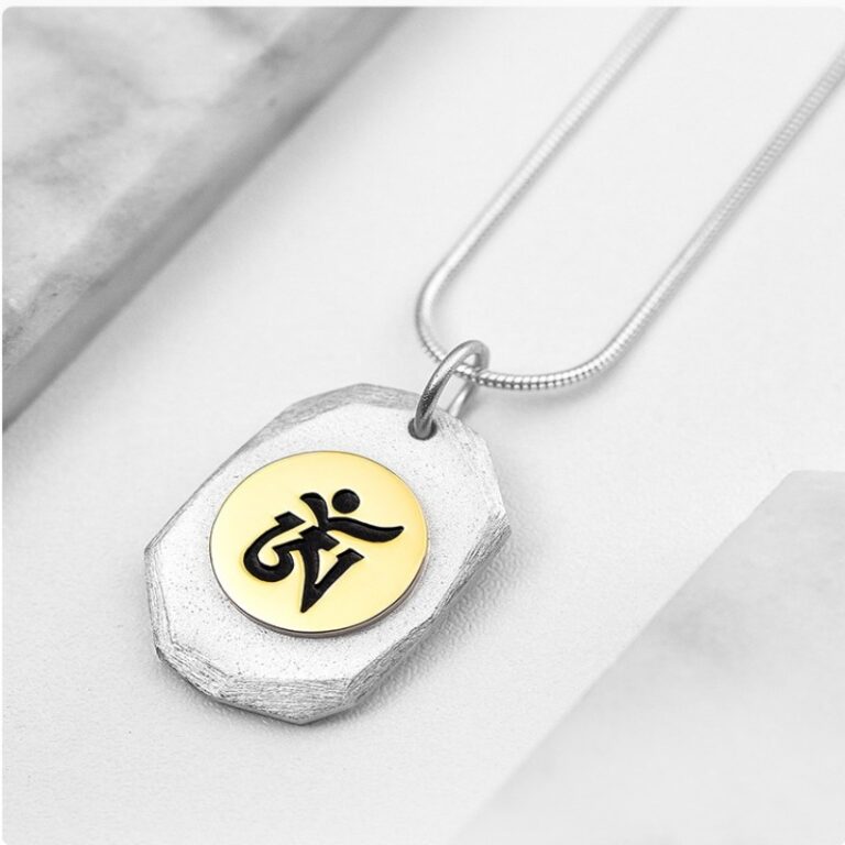 Seed Character 925 Silver Necklace Men's and Women's Six Character Pendant Light Luxury Niche Design Single Pendant-4