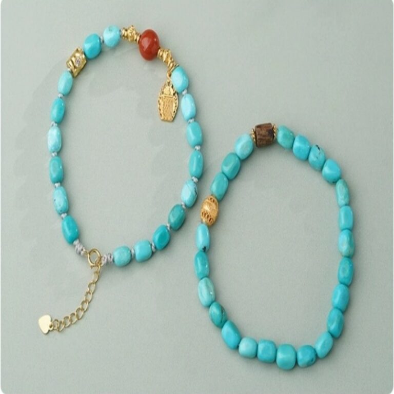 Turquoise strings random beads nanhong transfer beads women's niche Tibetan disc play bracelet-3