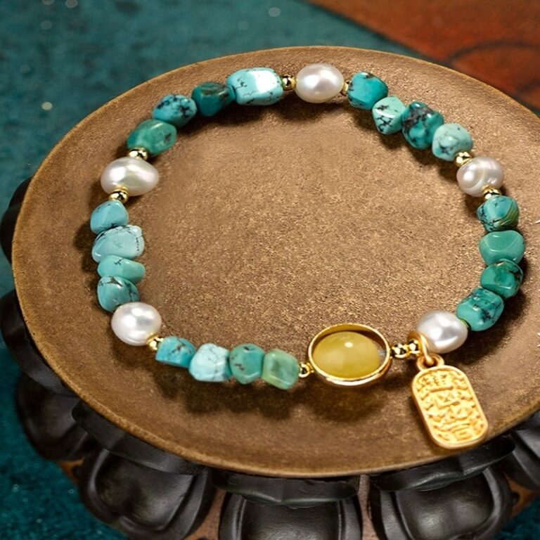 Turquoise strings female nanhong beeswax transfer beads dzi beads red agate multi-precious jade bracelet female