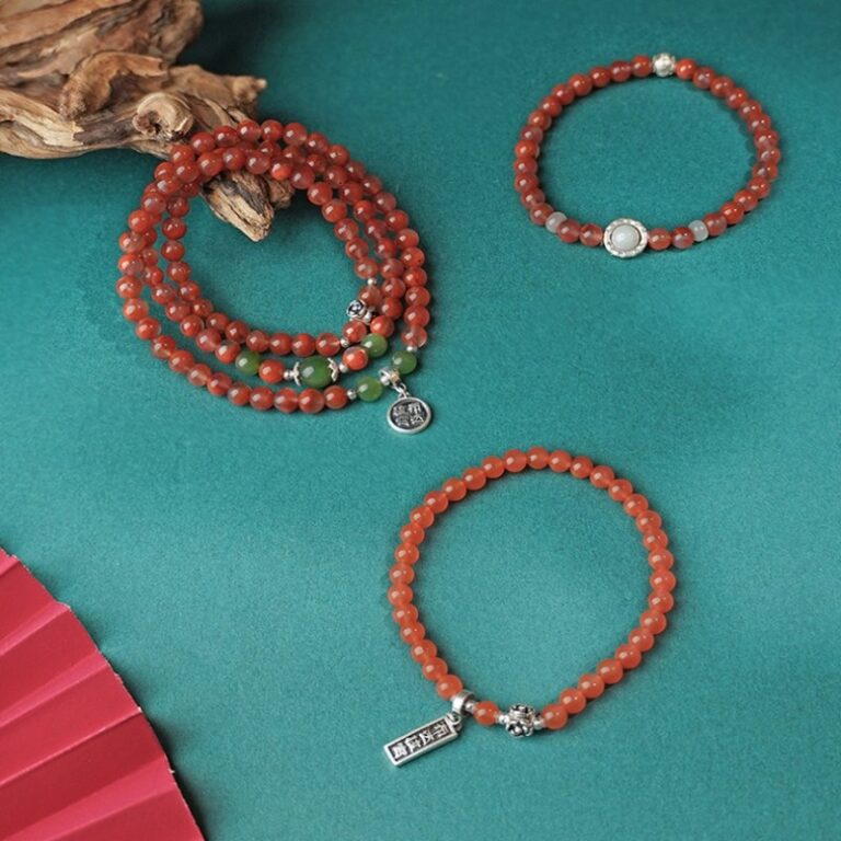 Sichuan material Nanhong jasper multi-turn strings original design niche bracelet birthday gift for girlfriends