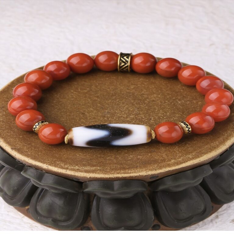 Nanhong tiger tooth dzi bead bracelet this year niche design single circle agate bead bracelet women gift-3