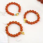 Sichuan material nanhong agate strings women's persimmon red Lunar New Year transit beads bracelet-3