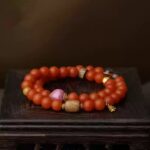 Baoshan Nanhong foot gold nine eyes dzi bead 108pcs Buddha bead string female agate bracelet-5