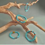 Silver turquoise nanhong string beeswax multi treasure bracelet barrel beads ethnic style birthday gift-5