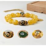 925 Silver Six Character Truth Weighing Beeswax String Three Eyes Dzi Bead Bracelet for Women-7