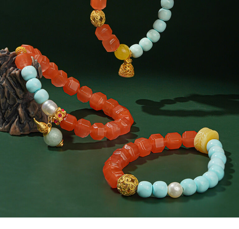 Turquoise Nanhong two-tone bracelet female beeswax transfer beads strings for mom birthday gift