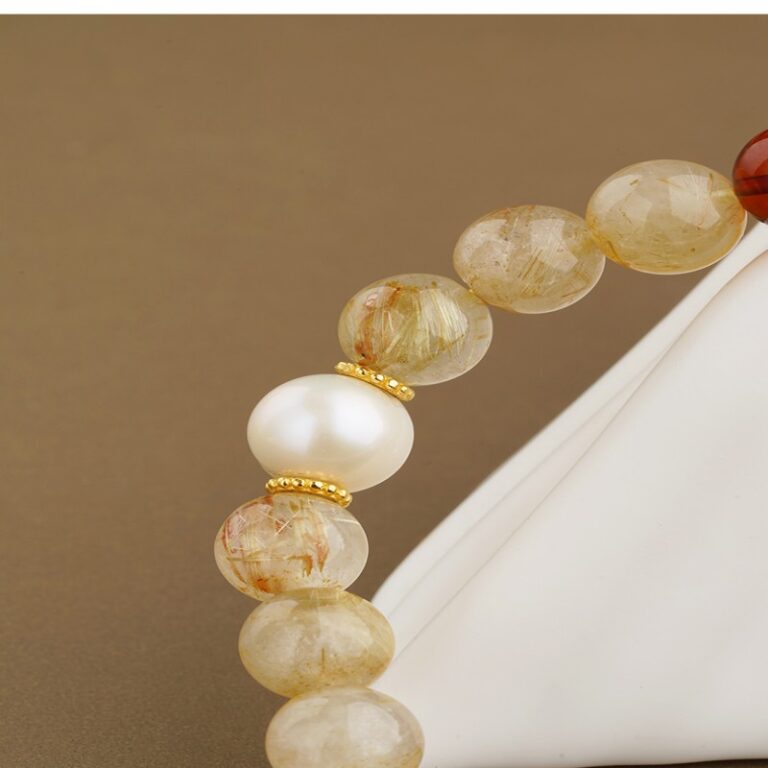 Amber string hair crystal pearl simple niche new Chinese ethnic style single circle women's crystal bracelet-5