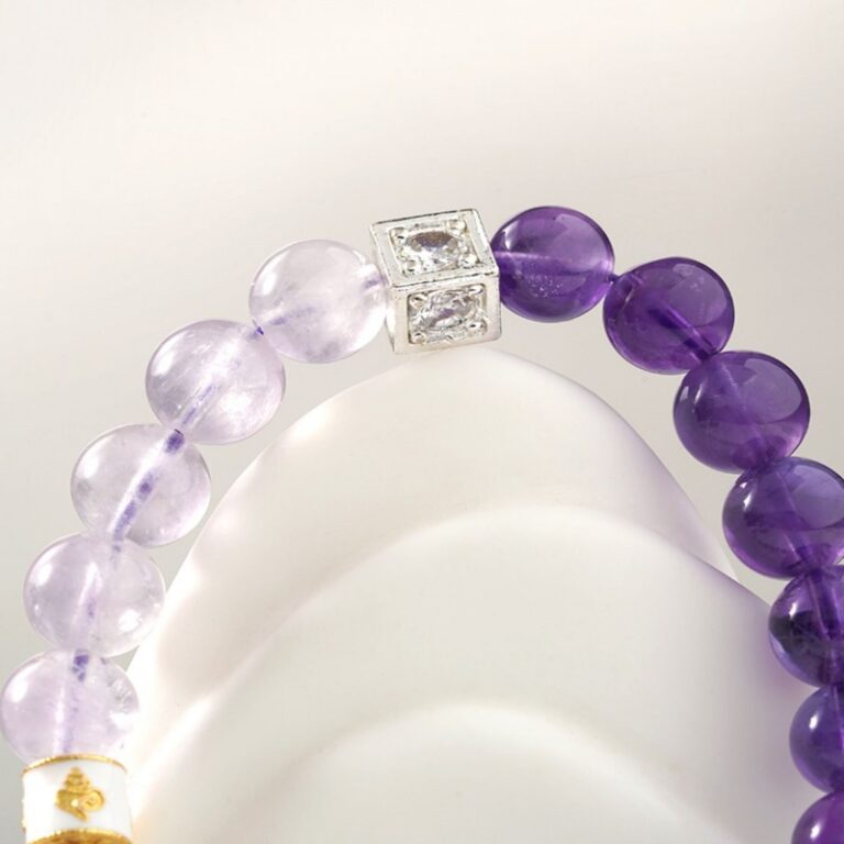 Amethyst Bracelet Women's Lavender Purple Beads Beaded White Crystal Bracelet Girls Premium-5