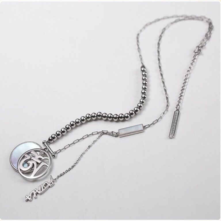 Pearl white shell 925 silver necklace pendant girls new simple niche accessories collarbone chain-5