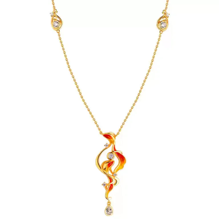 925 Silver Gold Plated Pendant Necklace Women Summer Collarbone Chain Light Luxury 520 Valentine's Day Gift-5