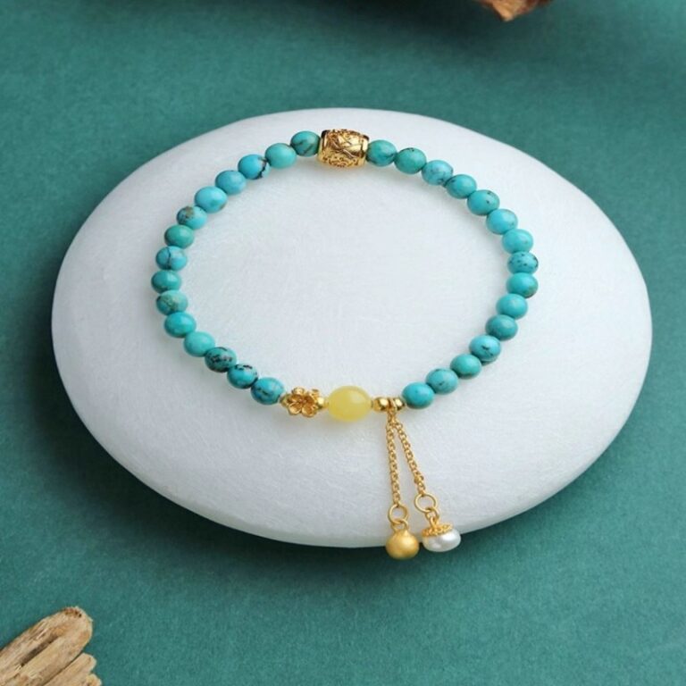 Turquoise strings beeswax Nanhong with beads multi treasure bracelet tag single loop beading sub ethnic style-1