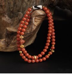 Sichuan material Nanhong string multi-ring tiger teeth dzi Tibetan women's niche design beaded bracelet-1