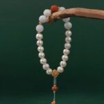 Jade pearl bracelet women's jade strings single-ring Nanhong transfer beads birthday gift for mother-4