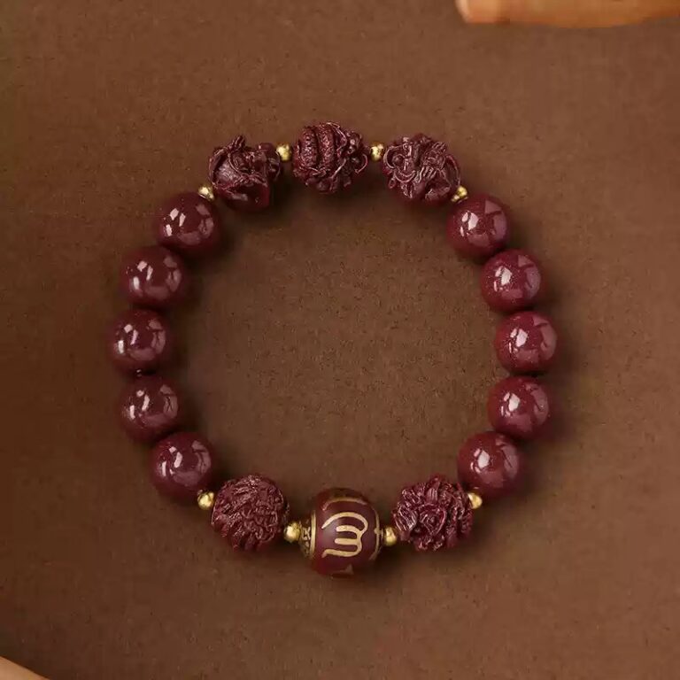 Purple Gold Sand Cinnabar Bracelet Hexagonal Fragrance Grey Six Character Truth Transfer Beads Men's and Women's Lunar New Year Bracelets-3