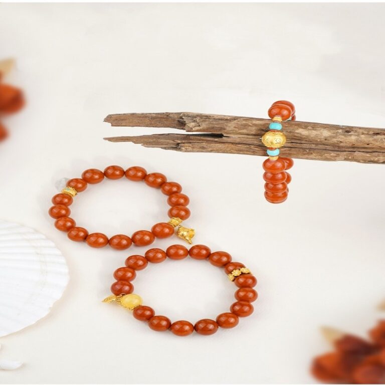 Sichuan material nanhong agate strings women's persimmon red Lunar New Year transit beads bracelet-4