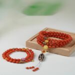 Baoshan Nanhong foot gold nine eyes dzi bead 108pcs Buddha bead string female agate bracelet-6