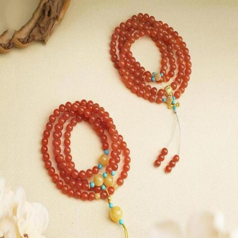 Baoshan Nanhong ice red 108 Buddha beads necklace beads strings women's multi-ring bracelet rosary strings-7