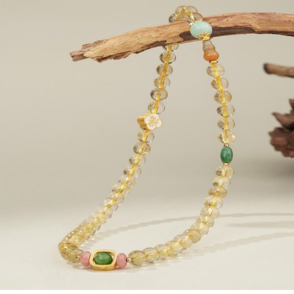 Chrysoberyl Beaded Bracelet Women's Citrine Jadeite Doppelganger Bead String Multi Loops