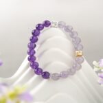 Amethyst Bracelet Women's Lavender Purple Beads Beaded White Crystal Bracelet Girls Premium-6