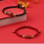 Cinnabar Hand Rope Six Character Truth Transfer Beads Lunar New Year Hand-Woven New Year Red Rope Red Bracelet-7