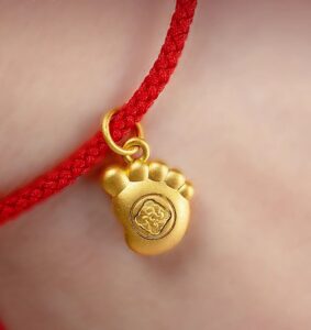 Pure gold 999 gold bracelet baby red rope transit beads baby hand rope accessories-7