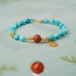 Turquoise strings random beads nanhong transfer beads women's niche Tibetan disc play bracelet-4