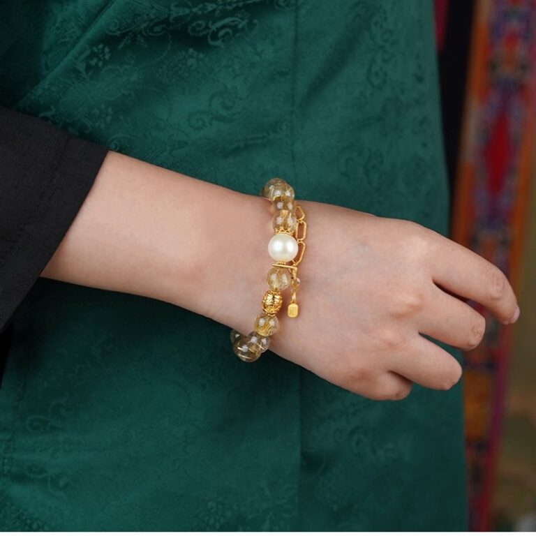 Citrine strings female nanhong transit beads gold hair crystal bracelet for girlfriend birthday gift-6