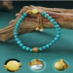 Turquoise strings beeswax Nanhong with beads multi treasure bracelet tag single loop beading sub ethnic style-2