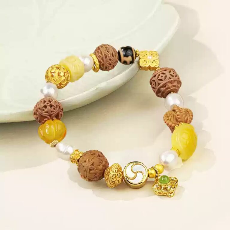 Vajra Bodhi Pearl Beeswax Multi Treasure String Women's Jadeite Jasper Transfer Beads Bracelet Beaded-5