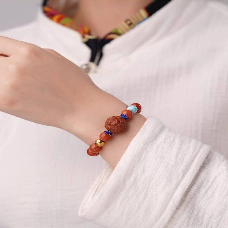 Sichuan material nanhong agate kelp stone bracelet women's models of the year of the Dragon red jade beads bracelet-6