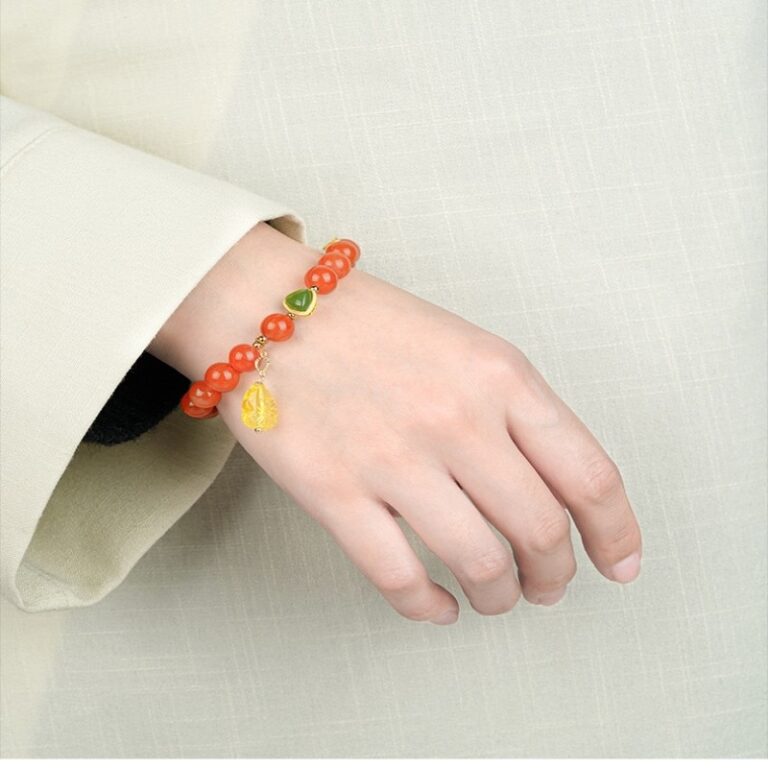 S925 silver Anji Chuan material Nanhong string women's beaded bracelet gift for mother-7