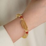 Citrine agate strings 925 silver hand plate women's bracelet this year lucky beads single circle bracelet-7