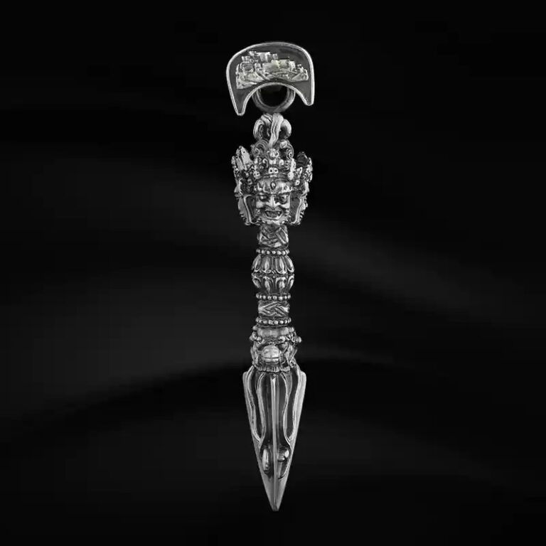 Demon descending vajra and pestle pendant women Tibetan Tibetan 999 foot silver vajra peg necklace men's premium feeling-7