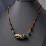 Nine-eyed dzi glass pendant Tibetan lanyard transfer beads agate necklace men and women models pendant-6