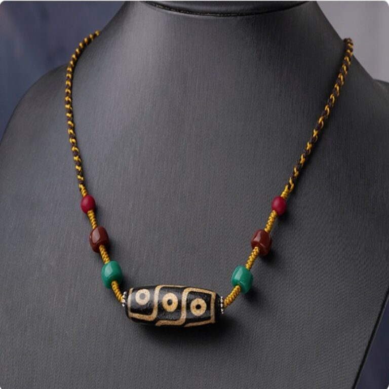 Nine-eyed dzi glass pendant Tibetan lanyard transfer beads agate necklace men and women models pendant-6