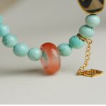 Turquoise strings female nanhong beeswax transfer beads dzi beads red agate multi-precious jade bracelet female-5