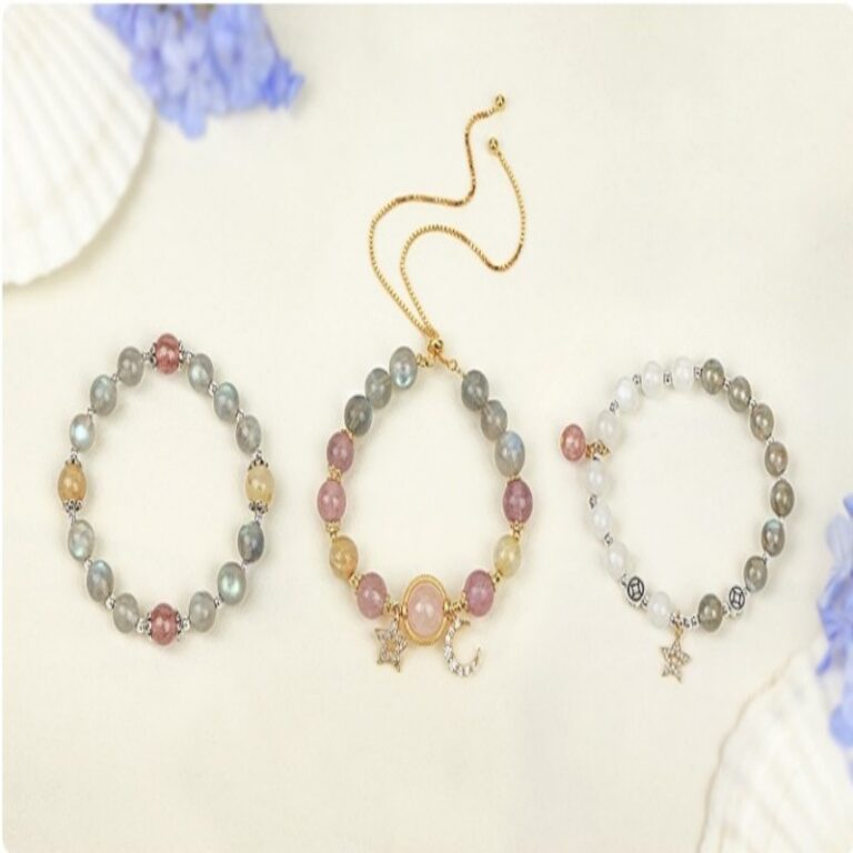 Moonstone Strawberry Crystal Doppelganger Bracelet Women's Peach Blossom Pink Crystal Transfer Beads Bracelet Beaded-6