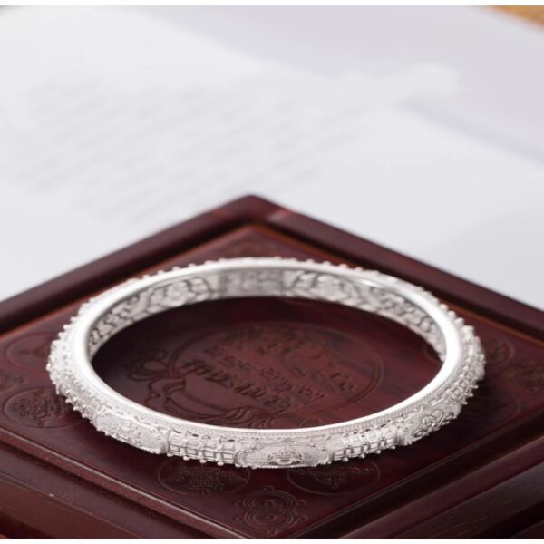 Auspicious eight treasures Pure silver bracelet museum to send girlfriend friends birthday women's day Tanabata gift-7