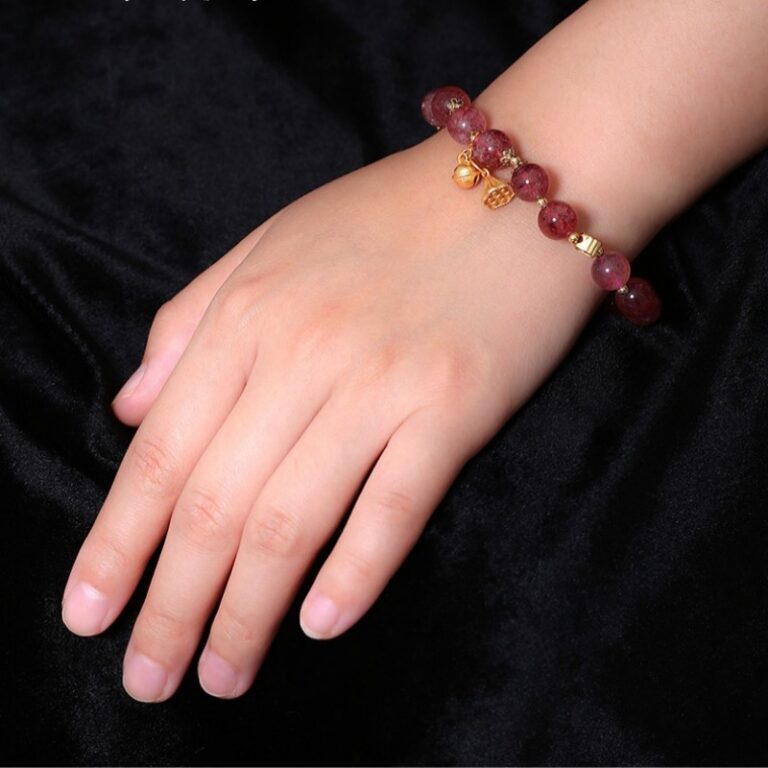 Beeswax Multi Treasure String Pixi Brave Nanhong Jasper Transit Beads Peach Blossom Crystal Aquamarine Ladies Bracelet-9