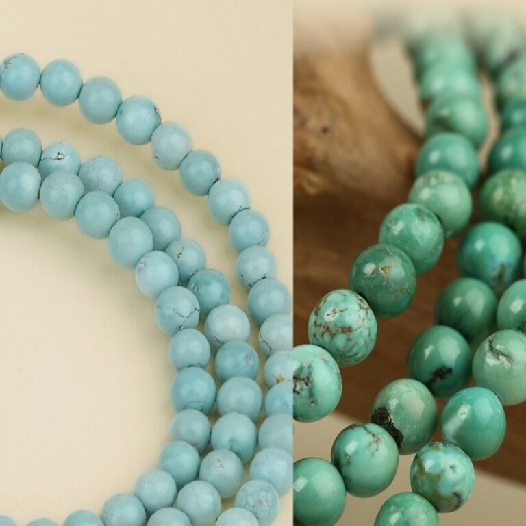 Turquoise strand with beeswax pearl multi loop bracelet dobby pan play jewelry handheld round beads-8