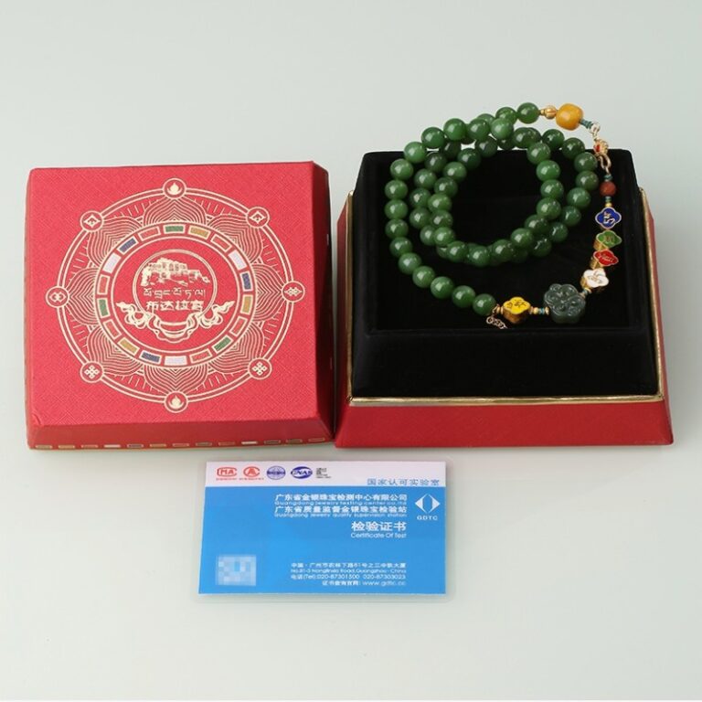 925 Silver Peaceful Joyful Wealth Hetian Jade Bracelet Beeswax Chuan Material Nanhong Women's Multi Loop Bracelet-7