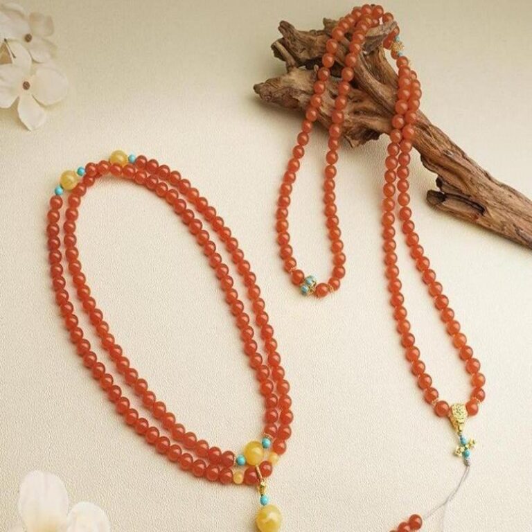 Baoshan Nanhong ice red 108 Buddha beads necklace beads strings women's multi-ring bracelet rosary strings-8